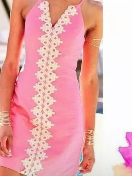 Lilly Pulitzer Dresses & Skirts - Sleeveless Pink Crochet-Trim Bodycon Dress